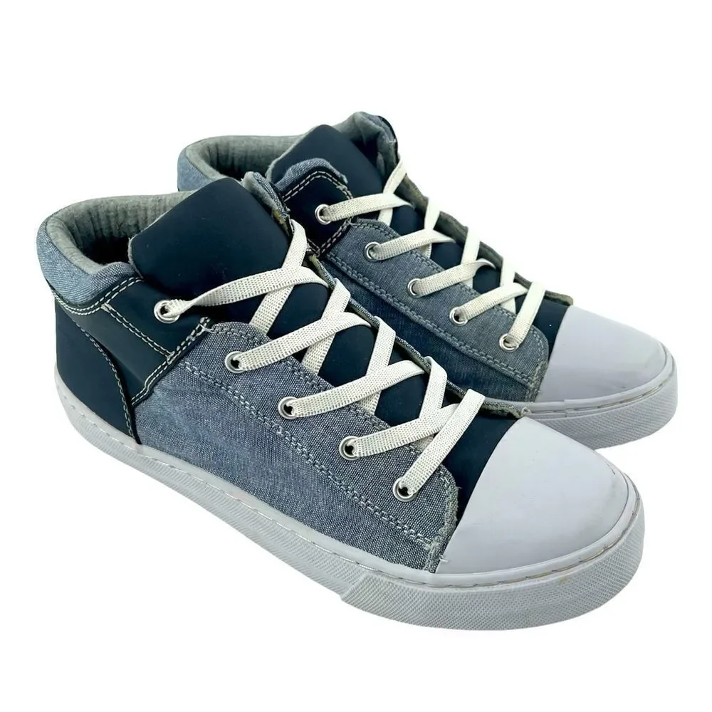 The Children’s Place Boy’s Blue Chambray Denim Mid Top Platform Sneakers Size 6